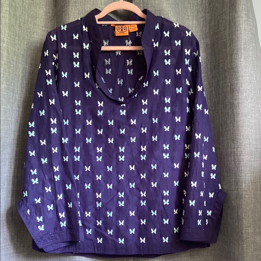 Tory Burch Cotton Top Butterfly Embroidered Print 14